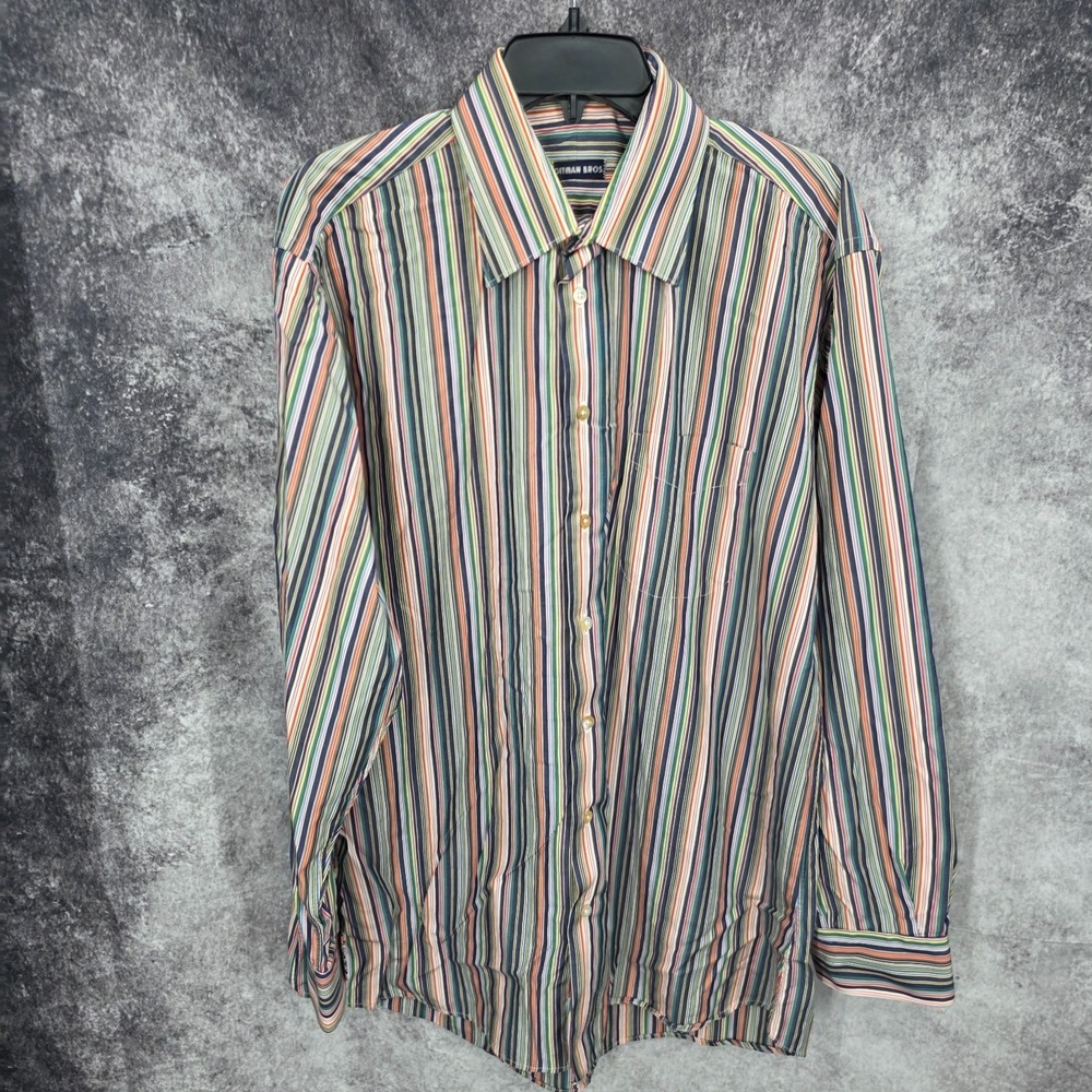 Gitman‎ Bros Shirt Mens Large Seersucker Striped Button Up Long Sleeve Casual